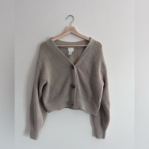 cropped sage h&m cardigan